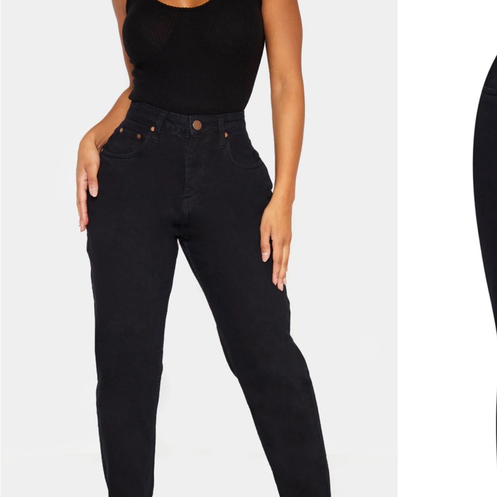 PrettyLittleThing PLT Shape High Rise Black Mom Jeans NWT Plus Size 18